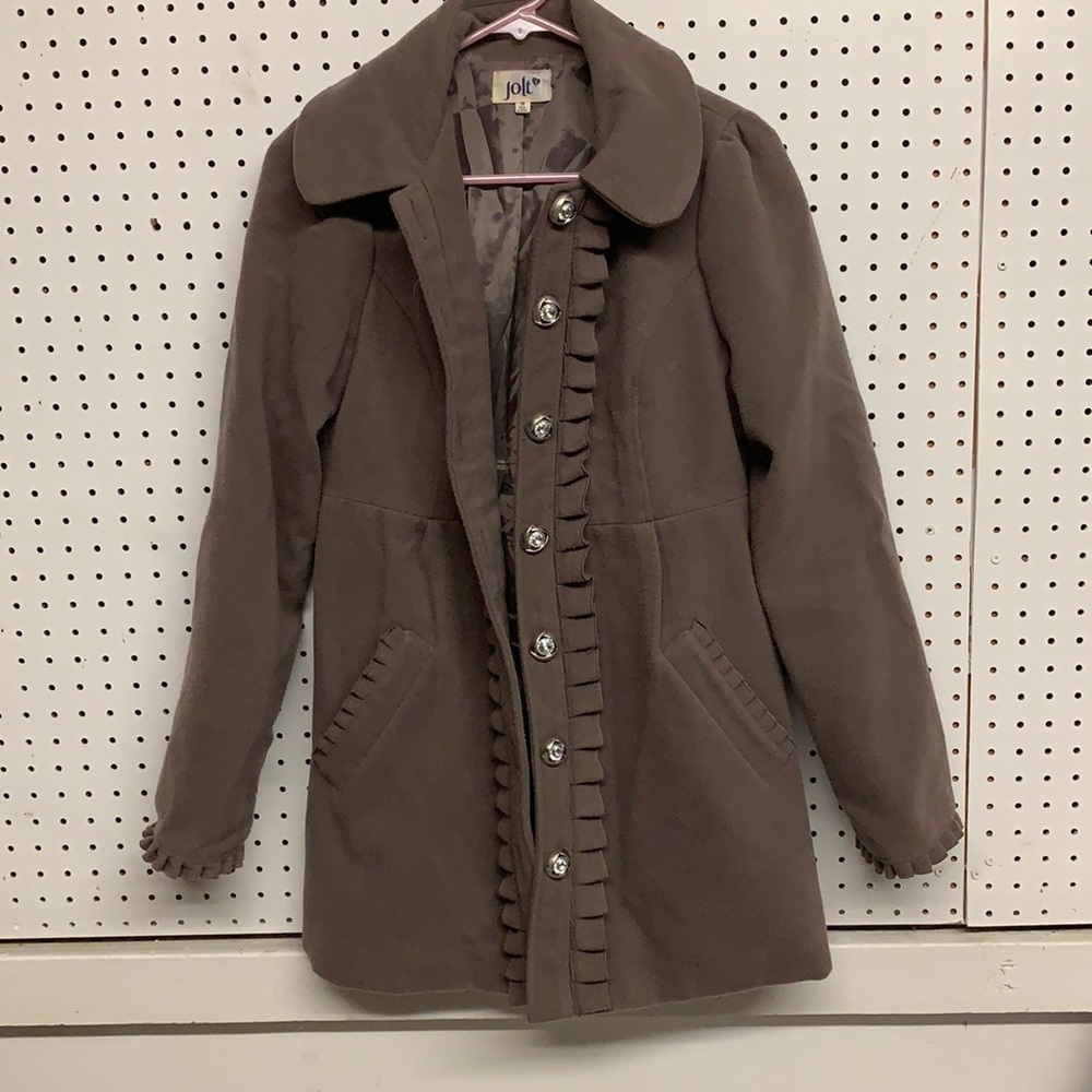 Jolt coat medium taupe with bow back